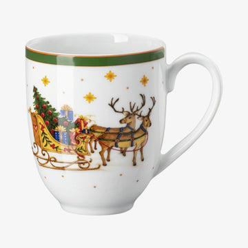 Mug w. handle, Wintertime Green, Happy Wintertime