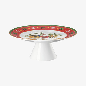 Tart platter/foot lg, Happy Wintertime