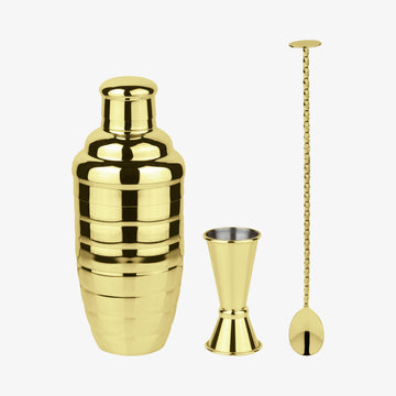 Set3t. Cockt.Bombay, Edelstahl/PVD Gold