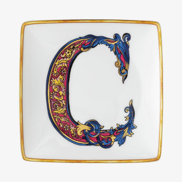 Bowl 12cm sq. flat, Holiday Alphabet C, Versace