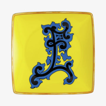 Bowl 12cm sq. flat, Holiday Alphabet E, Versace