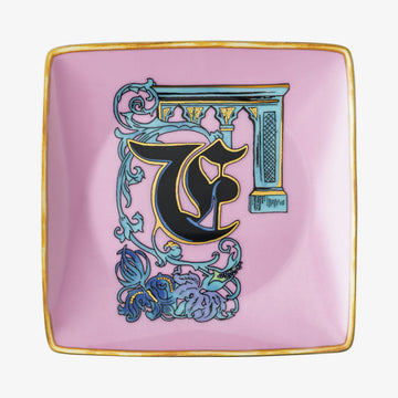 Bowl 12cm sq. flat, Holiday Alphabet F, Versace