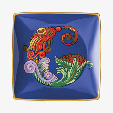 Bowl 12cm sq. flat, Holiday Alphabet G, Versace