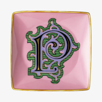 Bowl 12cm sq. flat, Holiday Alphabet P, Versace