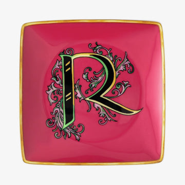 Bowl 12cm sq. flat, Holiday Alphabet R, Versace