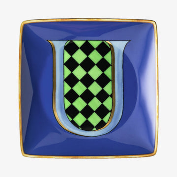Bowl 12cm sq. flat, Holiday Alphabet U, Versace