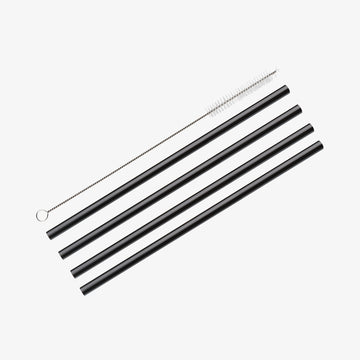 VETRO NERO Sugerør med rensebørste lige 4 stk sort