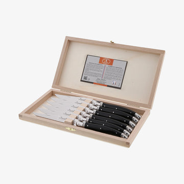 Laguiole Knivsæt med sort håndtag 6 stk