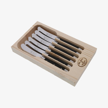 Laguiole smørknive med sort håndtag 6 stk