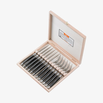 Bestikssæt 6 knive + 6 gafler sort Laguiole