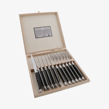 Bestikssæt 6 2,5mm knive + 6 gafler sort Laguiole