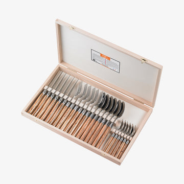 Bestiksæt 24 stk i oliventræ Laguiole