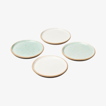 Pastelfarvede glasbrikker i stentøj 4 stk