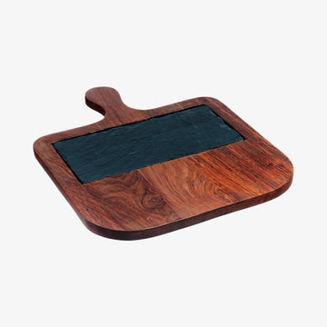 Skifer serveringsbræt med sheesham indsats