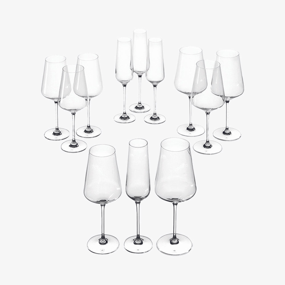 Puccini serien har et moderne design og er skabt til vinelskere. Glasset har en bred overflade som er velegnet til vine.