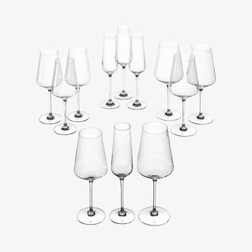 Puccini serien har et moderne design og er skabt til vinelskere. Glasset har en bred overflade som er velegnet til vine.