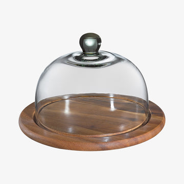 Osteklokke ø25cm glas/akacie